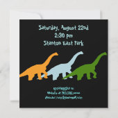 Dinosaur Anniversaire Invitations Bleu Noir (Dos)