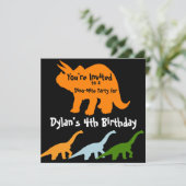 Dinosaur Anniversaire Invitations Orange Noir (Debout devant)