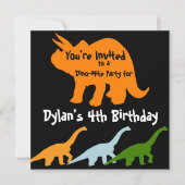 Dinosaur Anniversaire Invitations Orange Noir (Devant)