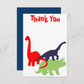 Dinosaur Anniversaire Merci Carte Plat (Devant / Derrière)