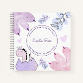 Dinosaur Anniversaire Pink Purple Livre d'invités (Devant)