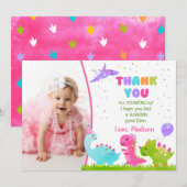 Dinosaur Anniversaire Remerciements Cartes de fill (Devant / Derrière)