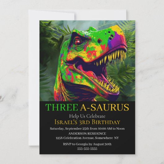 Dinosaur anniversaire Safari Invitation (Devant)