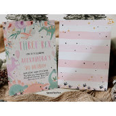 Dinosaur Anniversaire Trois Rex Invitation Girl Di