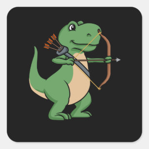 Dinosaur Archery Gift T Rex Bow Hunting Archery Vierkante Sticker