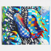 Dinosaur Art Fleece Deken (Voorkant (Horizontaal))