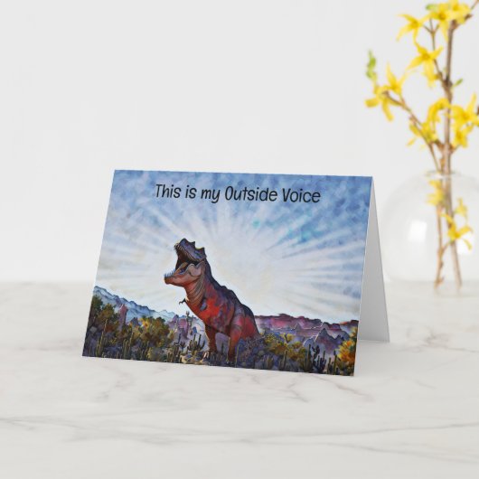 Dinosaur Art Roaring Fun Verjaardag Kaart (Gele Bloem)