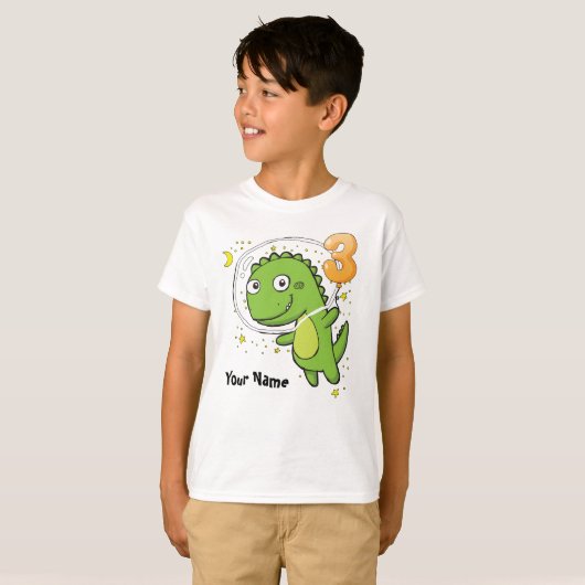 Dinosaur Astronaut 3rd Birthday T-shirt (Voorkant volledig)