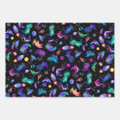 Dinosaur Astronauts Waterverf Space Dino Birthday Inpakpapier Vel (Voorkant)