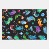 Dinosaur Astronauts Waterverf Space Dino Birthday Inpakpapier Vel (Voorkant 2)