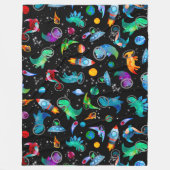 Dinosaur Astronauts Waterverf Space Kinder Dino Fleece Deken (Voorkant)