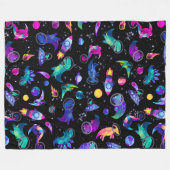 Dinosaur Astronauts Waterverf Space Kinder Dino Fleece Deken (Voorkant (Horizontaal))