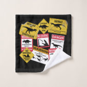 Dinosaur Attentie Signs Bad Handdoek (Wasdoekje)