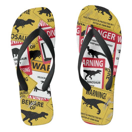 Dinosaur Attentie Signs Teenslippers (Voetbed)