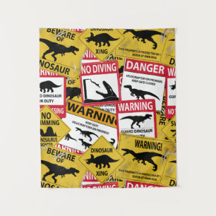 Dinosaur Attentie Signs Wandkleed