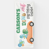 Dinosaur-auto van Birthday Parade Party Spandoek (Verticaal)