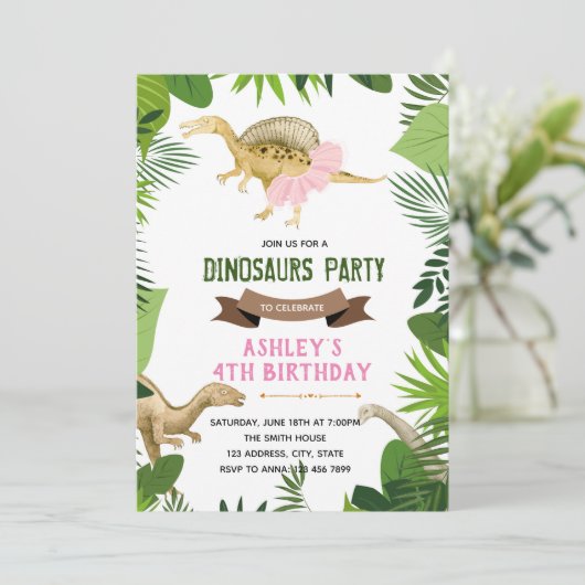 Dinosaur avec invitation de la fête tutu (Debout devant)