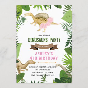 Dinosaur avec invitation de la fête tutu