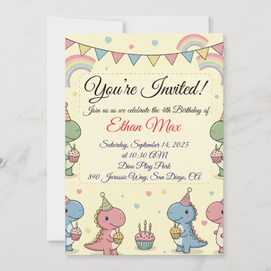 Dinosaur Aventure Anniversaire Invitation (Devant)