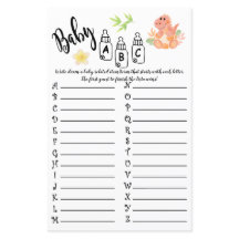 DINOSAUR BABY ABC BABY SHOWER GAME KAART