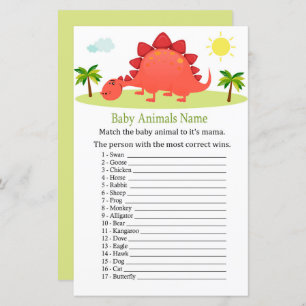 Dinosaur Baby Animals Name Game