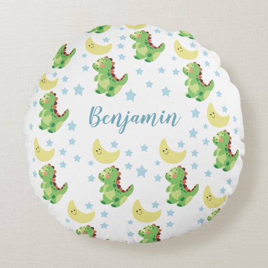 Dinosaur baby bib rond kussen (Voorkant)