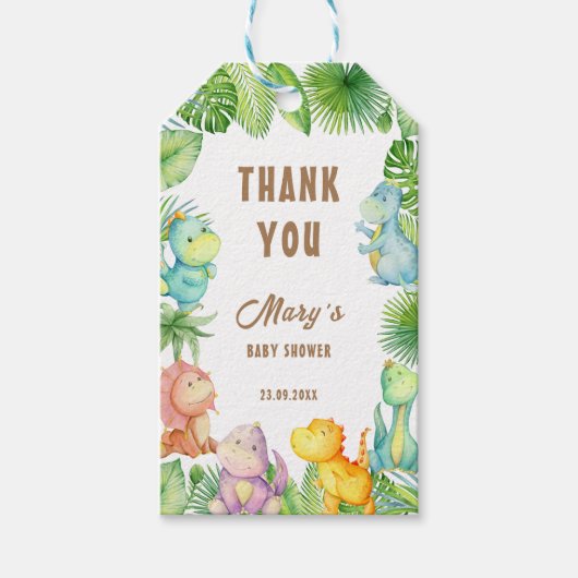 Dinosaur Baby Cadeaulabel (Voorkant)