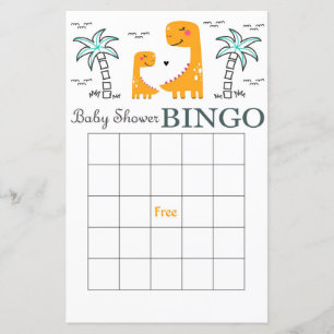 Dinosaur baby shower bingo card, Dino bingo