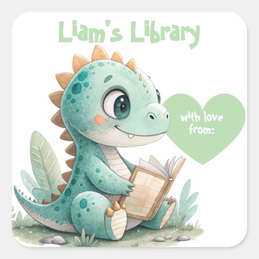 Dinosaur Baby shower Bookplate Label (Voorkant)
