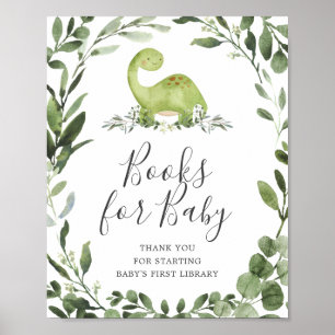 Dinosaur Baby shower Books for Baby Sign Poster