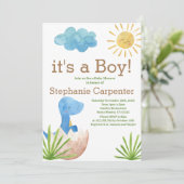 Dinosaur Baby shower Boy Invitation Kaart (Staand voorkant)