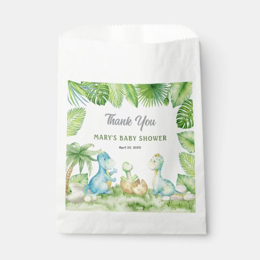 Dinosaur Baby shower Dank u Bedankzakje (Voorkant)