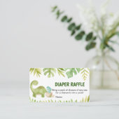 Dinosaur Baby shower Diaper Raffle Visitekaartje (Staand voorkant)