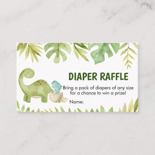 Dinosaur Baby shower Diaper Raffle Visitekaartje (Voorkant)