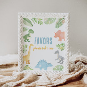 Dinosaur Baby shower Favors Sign Poster