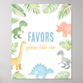 Dinosaur Baby shower Favors Sign Poster (Voorkant)