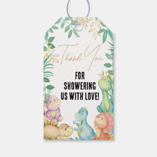 Dinosaur Baby shower - Hartelijk dank voor de tag Cadeaulabel