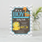 Dinosaur Baby shower Invitation Boy Kaart (Staand voorkant)