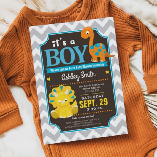 Dinosaur Baby shower Invitation Boy Kaart