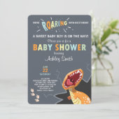Dinosaur Baby shower invitation Dino Baby boy Bleu (Debout devant)