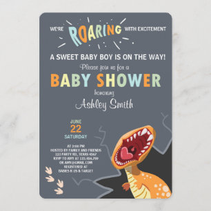 Dinosaur Baby shower invitation Dino Baby boy Bleu