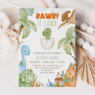 DINOSAUR Baby shower Invitation, Dino Baby shower Kaart