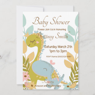 Dinosaur Baby shower Invitation, Gender Neutral Feestdagenkaart