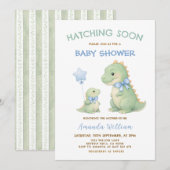 Dinosaur Baby Shower invitation Hatching Soon (Devant / Derrière)