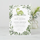 Dinosaur Baby shower Invitation Kaart (Staand voorkant)