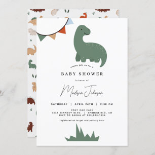 Dinosaur Baby shower Invitation Kaart