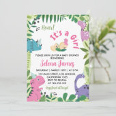 Dinosaur Baby shower Invitation Kaart (Staand voorkant)