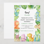 Dinosaur Baby shower Invitation Kaart (Voorkant / Achterkant)