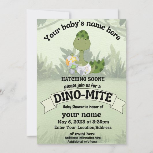 Dinosaur Baby shower Invitation Kaart (Voorkant)
