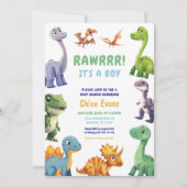 Dinosaur Baby shower Invitation Kaart (Voorkant)